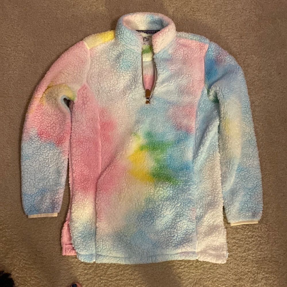 Katydid L tie dye Sherpa pullover
